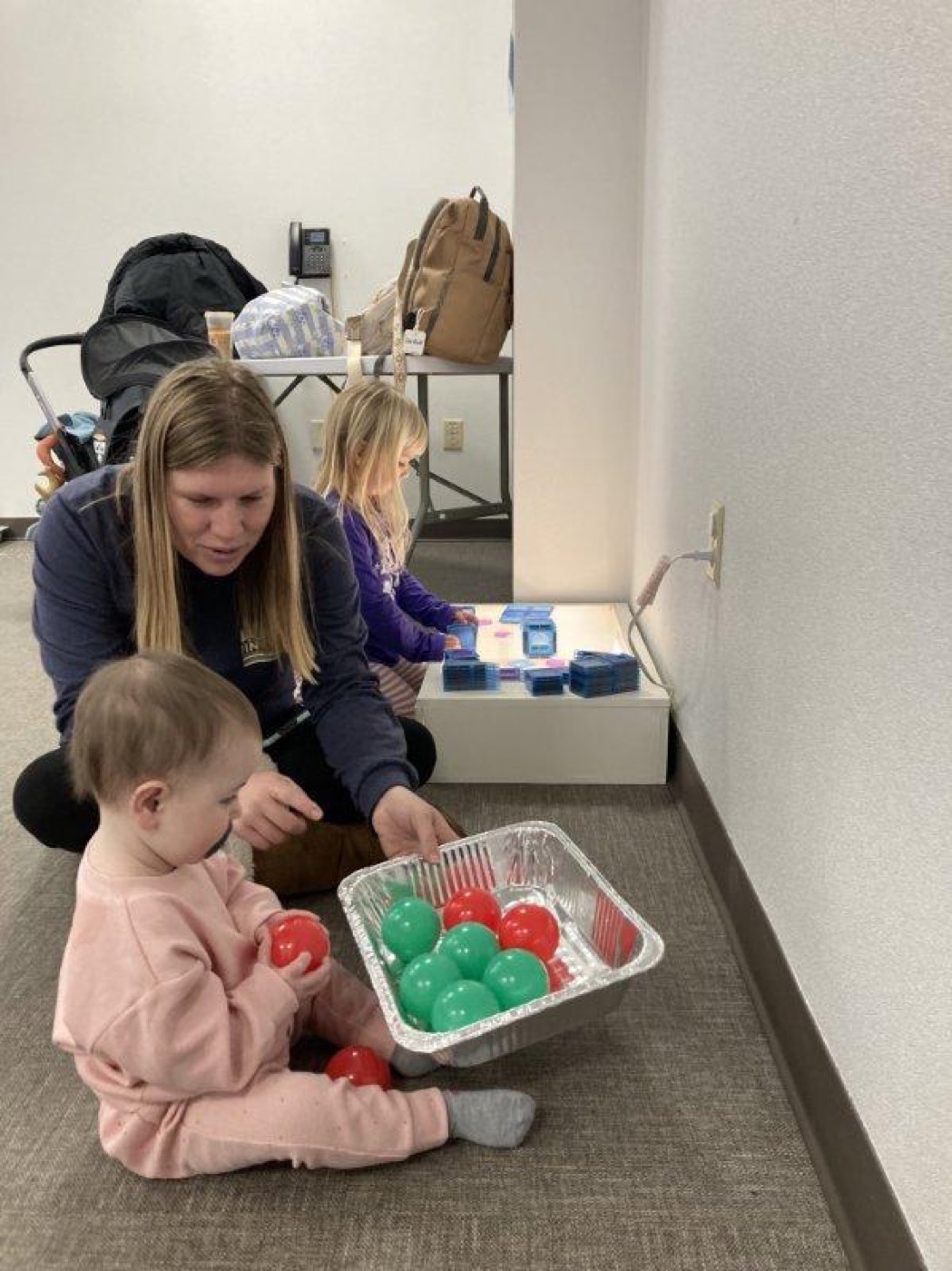 Children and caregivers at winter exhibit